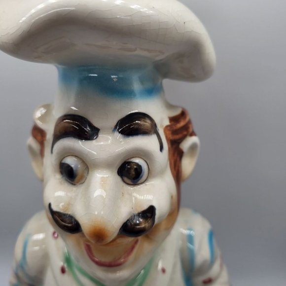 Vintage Hi Mark Chef Hand Painted Utensil Holder 4 Opening Friends 12" Tall - Picture 4 of 8